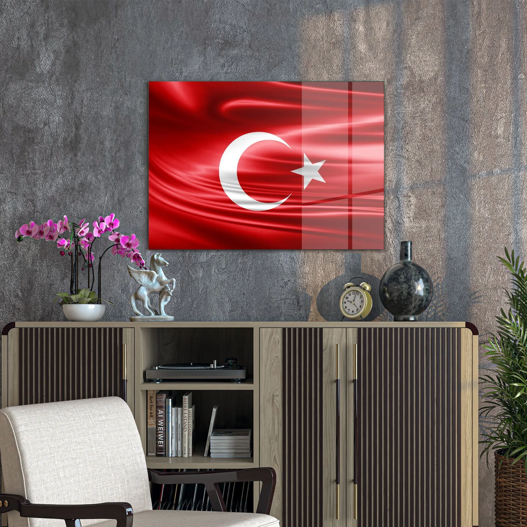 Decovetro Cam Tablo Türk Bayrağı Desenli 50x70 cm