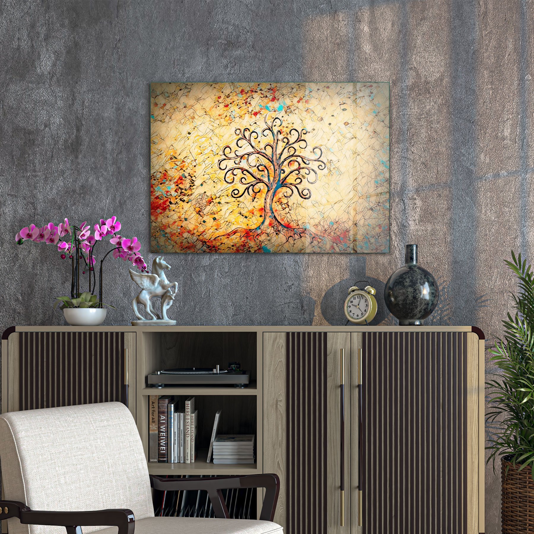 Decovetro Cam Tablo Renkli Hayat Ağacı 50x70 cm