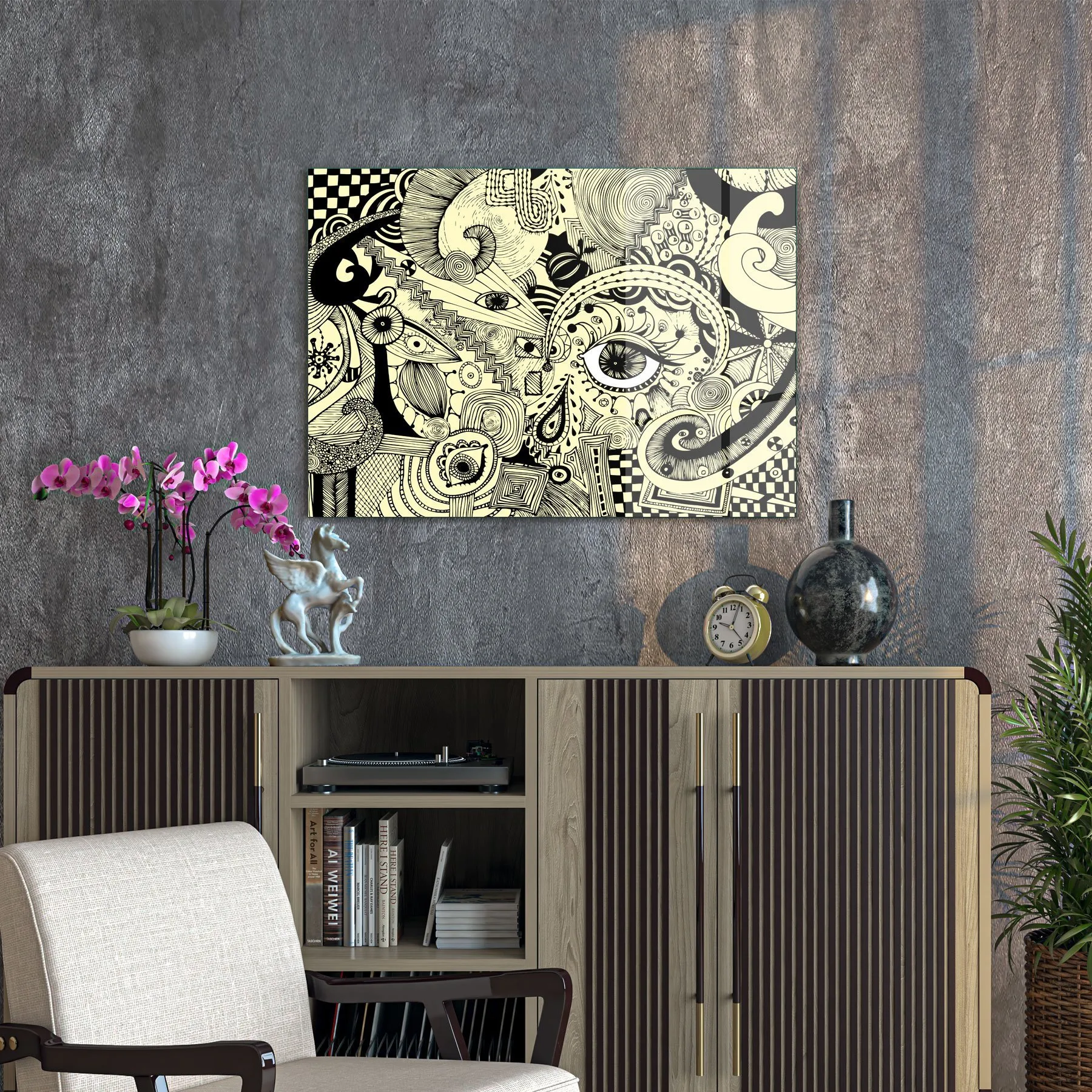 Decovetro Cam Tablo Abstract Vintage Eye 50x70 cm