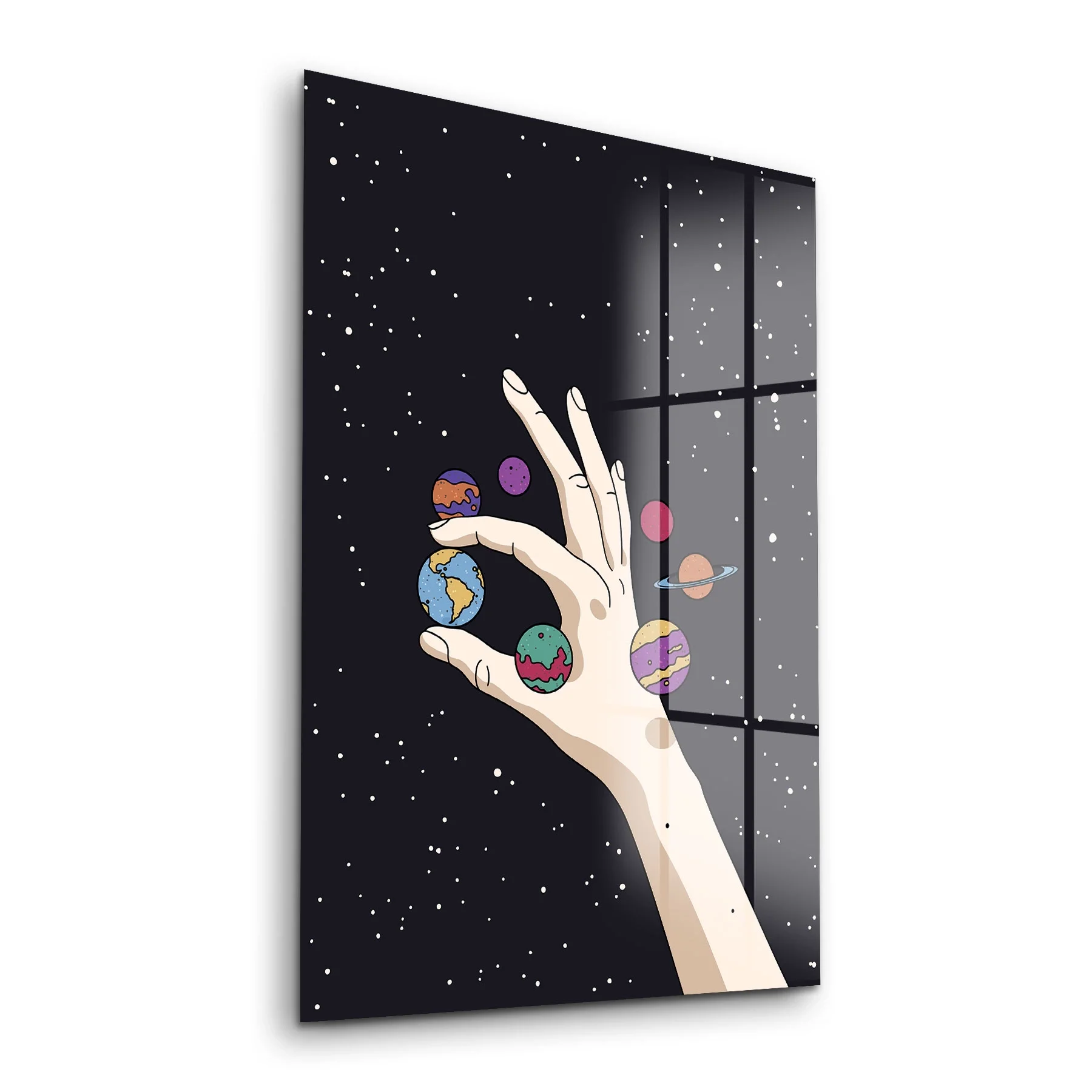 Decovetro Cam Tablo Hand And Planets 30x40 cm