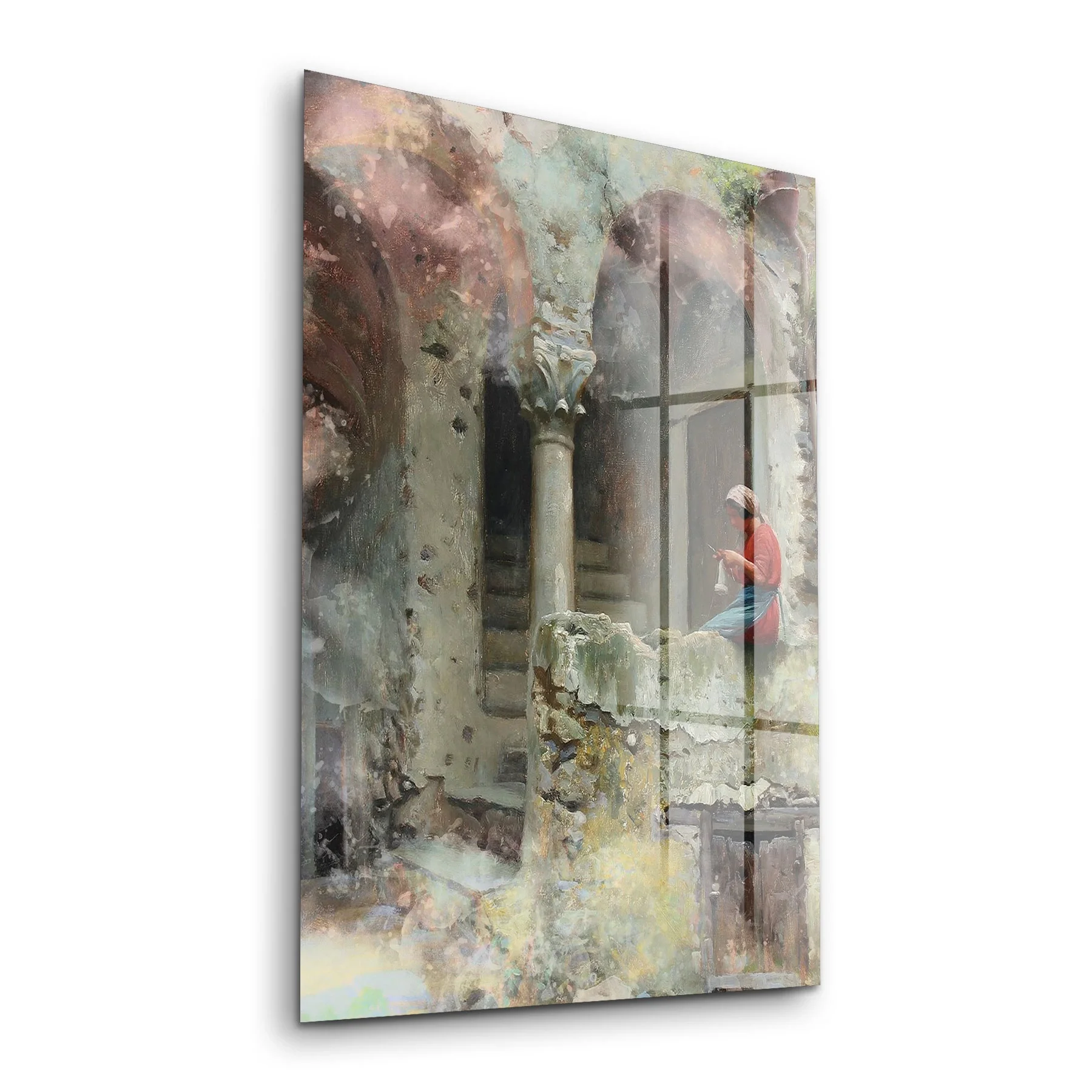 Decovetro Cam Tablo Yağlı Boya Örgücü Kız 30x40 cm
