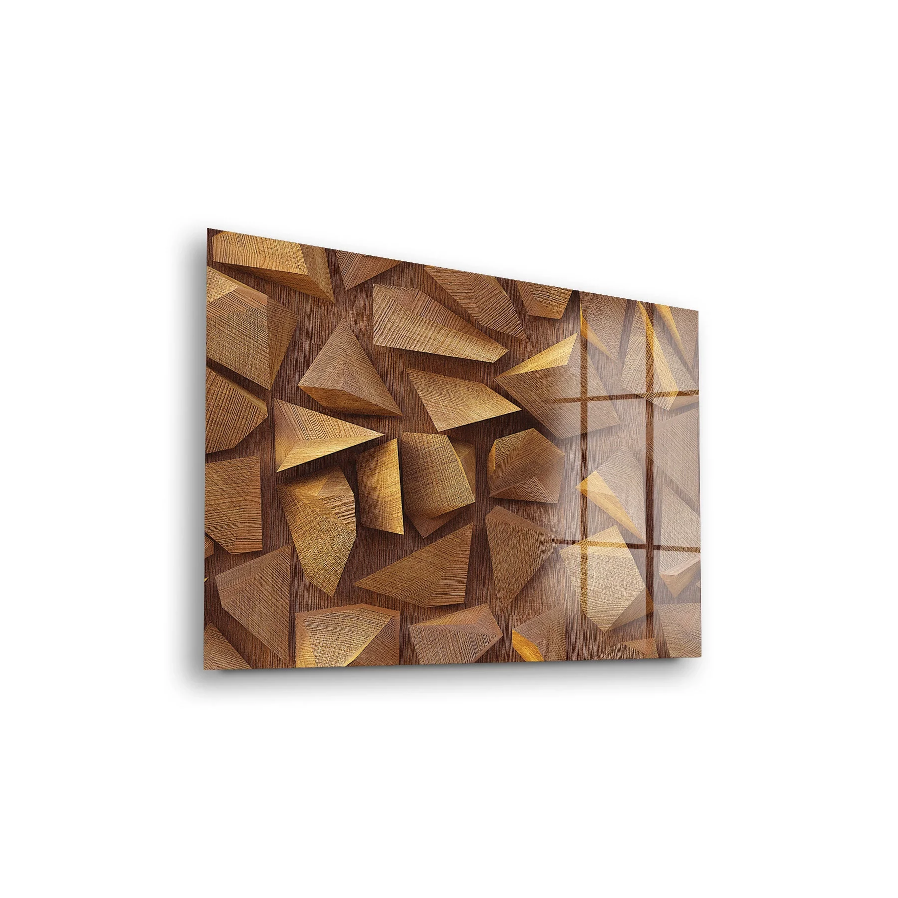 Decovetro Cam Tablo Geometrik Ahşap Ağaç Desenli 30x40 cm