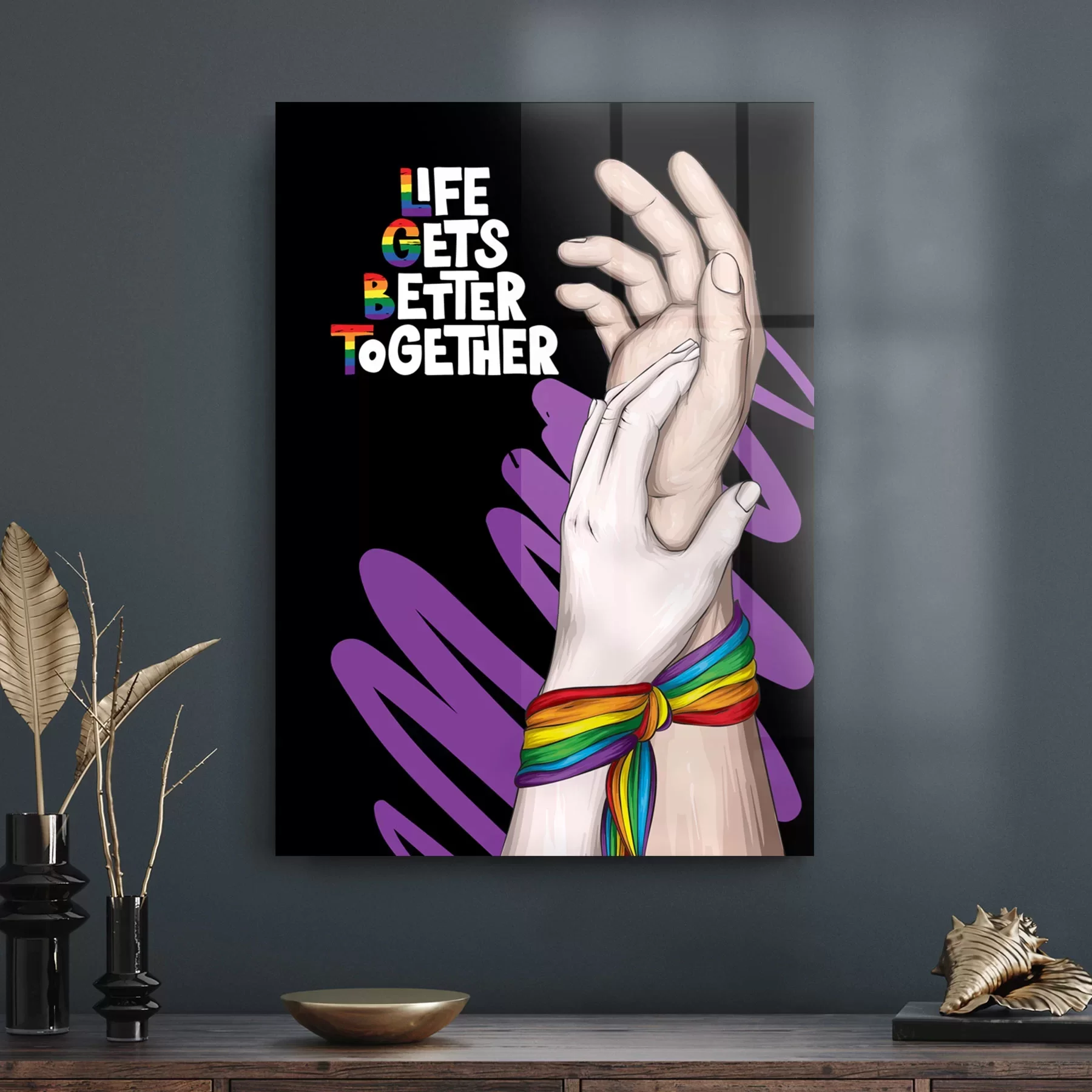 Decovetro Cam Tablo Life Gets Better Together LGBT 70x100 cm
