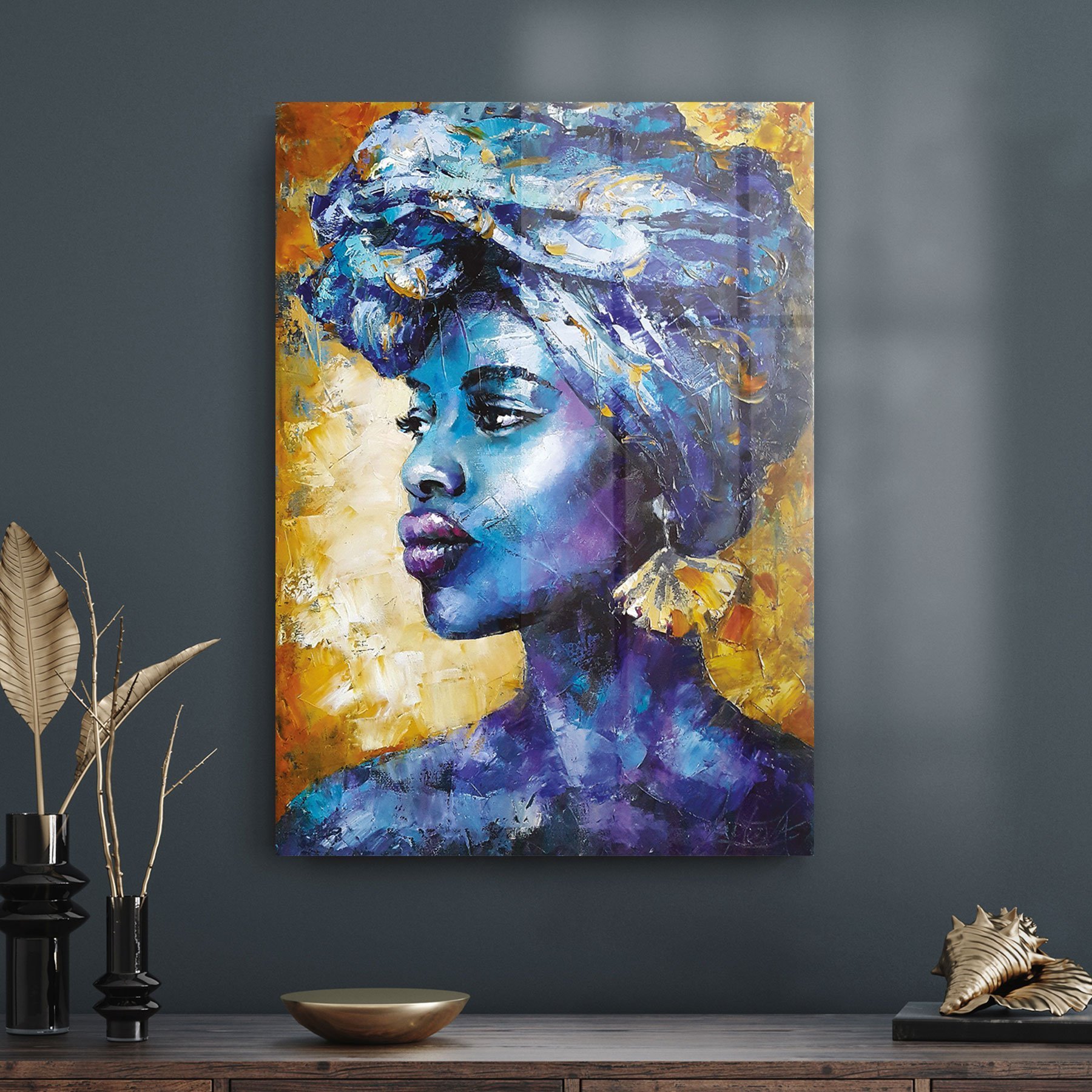 Decovetro Afrikalı Kadın Portresi Cam Tablo 70x100 cm