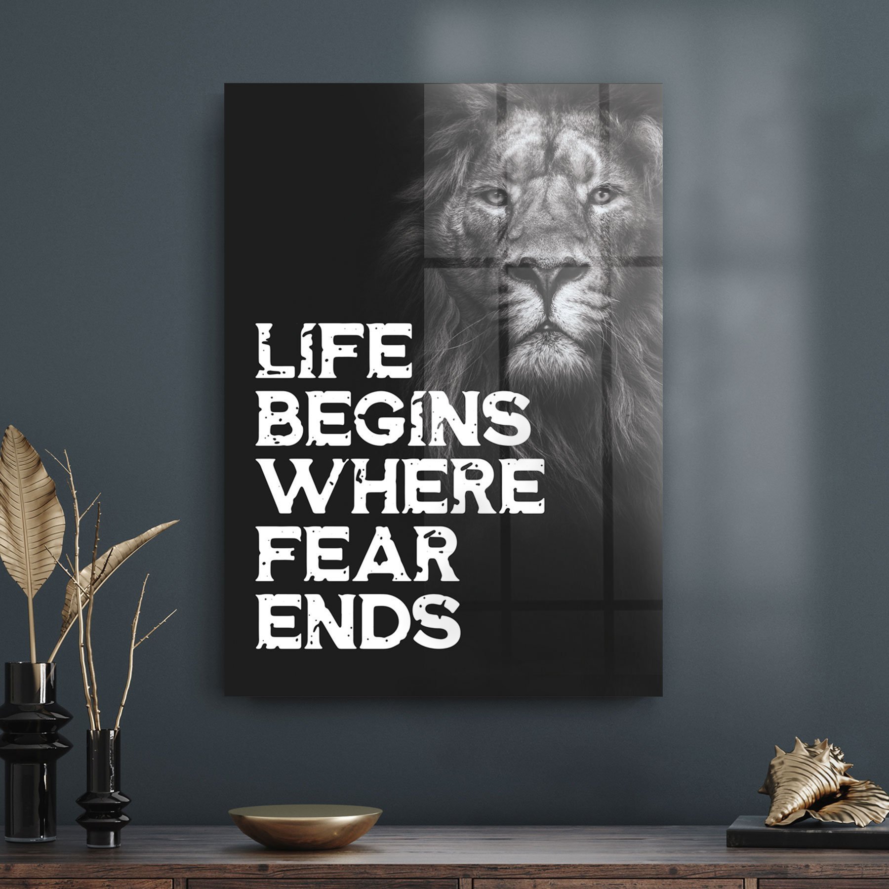 Decovetro Cam Tablo Fear Ends Motivational 70x100 cm