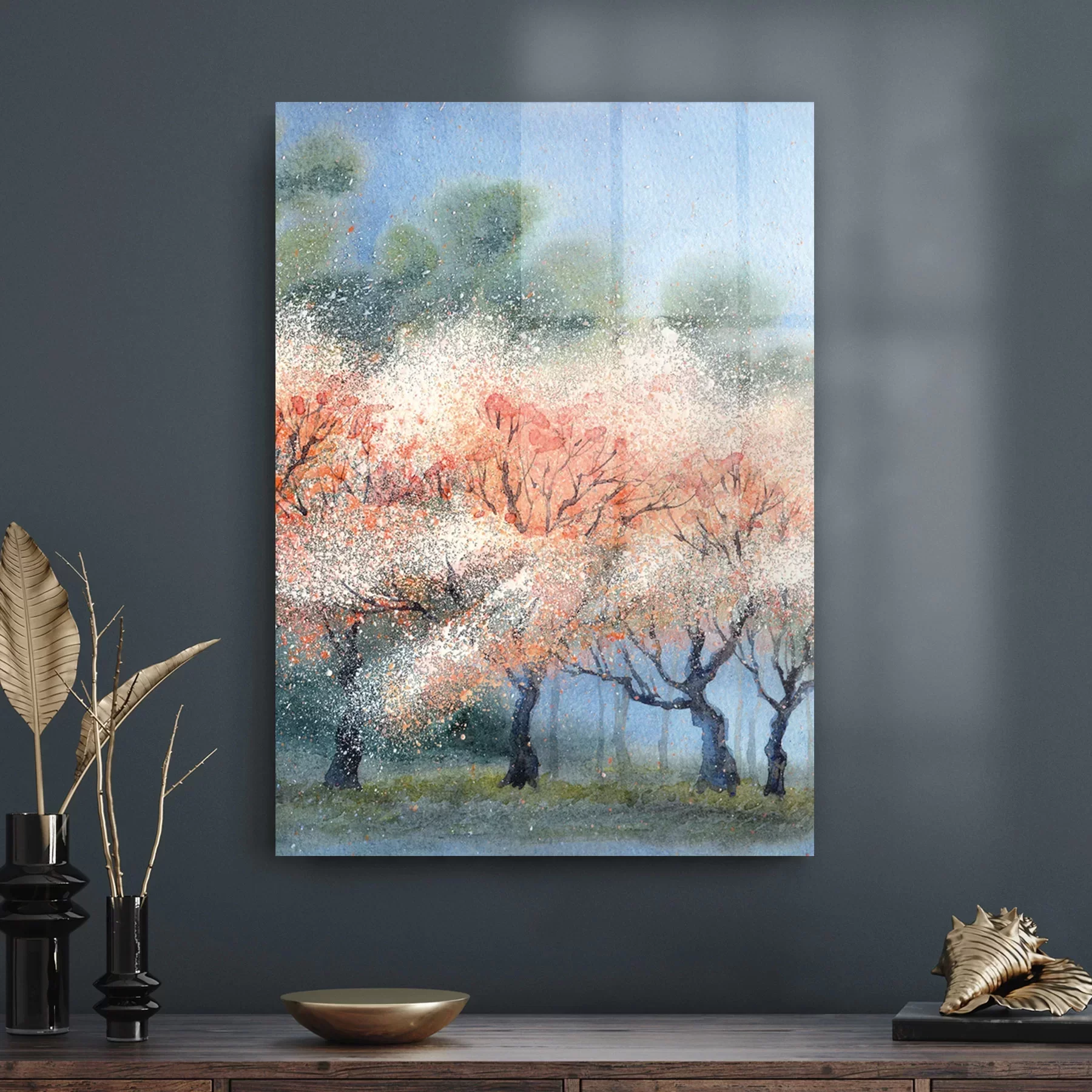 Decovetro Cam Tablo Sulu Boya Manzara 70x100 cm