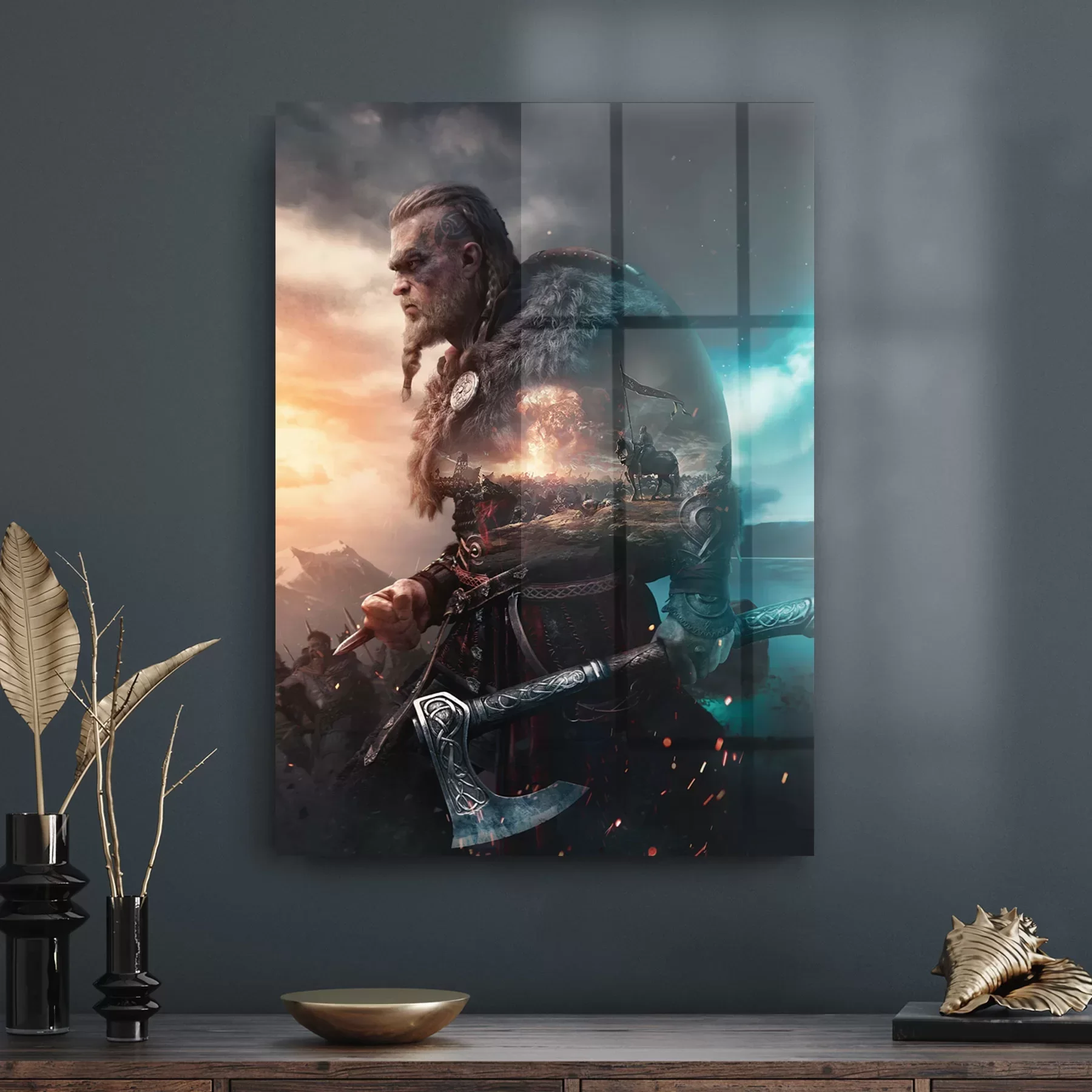 Decovetro Cam Tablo Assassin's Creed Renkli Valhalla 70x100 cm