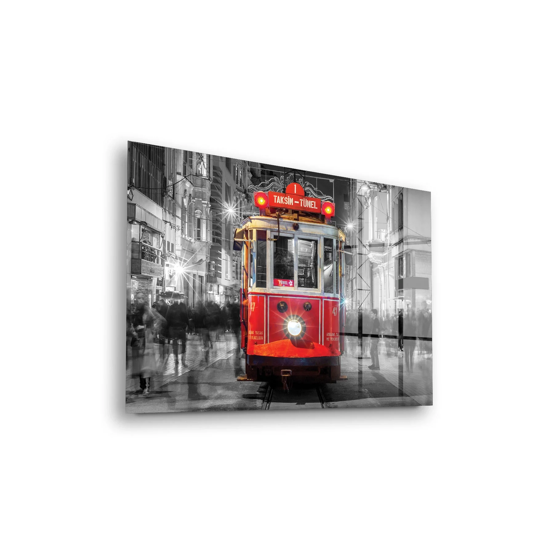 Decovetro Cam Tablo Tramvay Beyoğlu Şehir Manzarası 70x100 cm