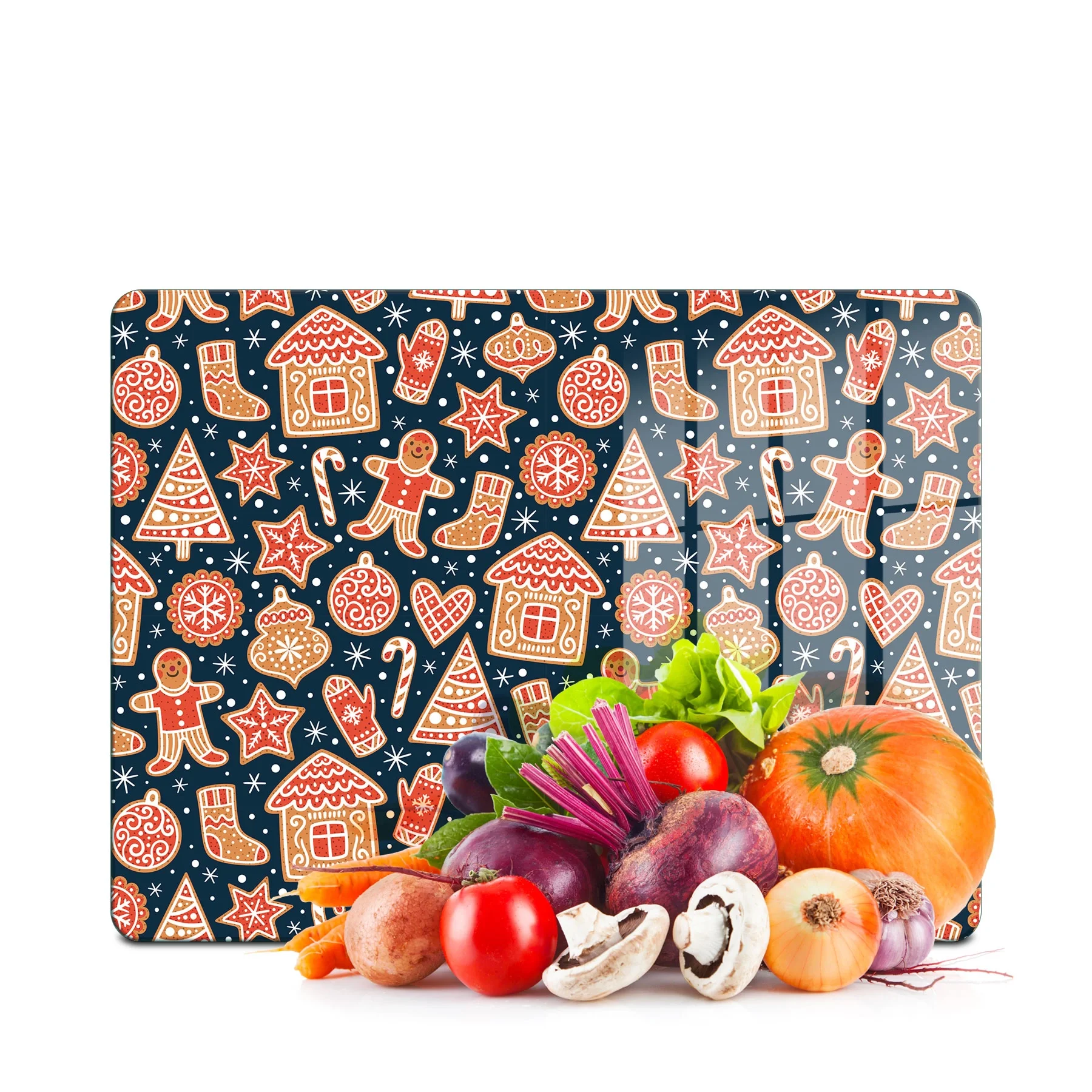 Decovetro Cam Kesme Tahtası ve Sunumluk Yılbaşı Kurabiye Desenli 20x30 cm