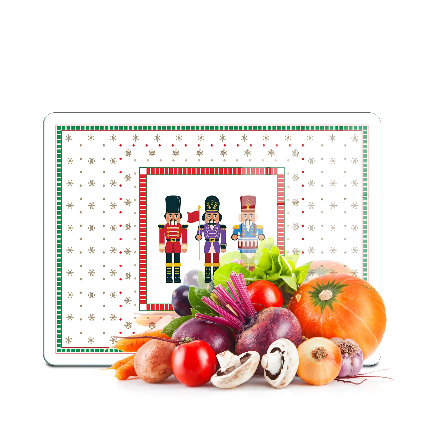 Decovetro Cam Kesme Tahtası ve Sunumluk Yılbaşı Fındıkkıran Desenli 30x40 cm