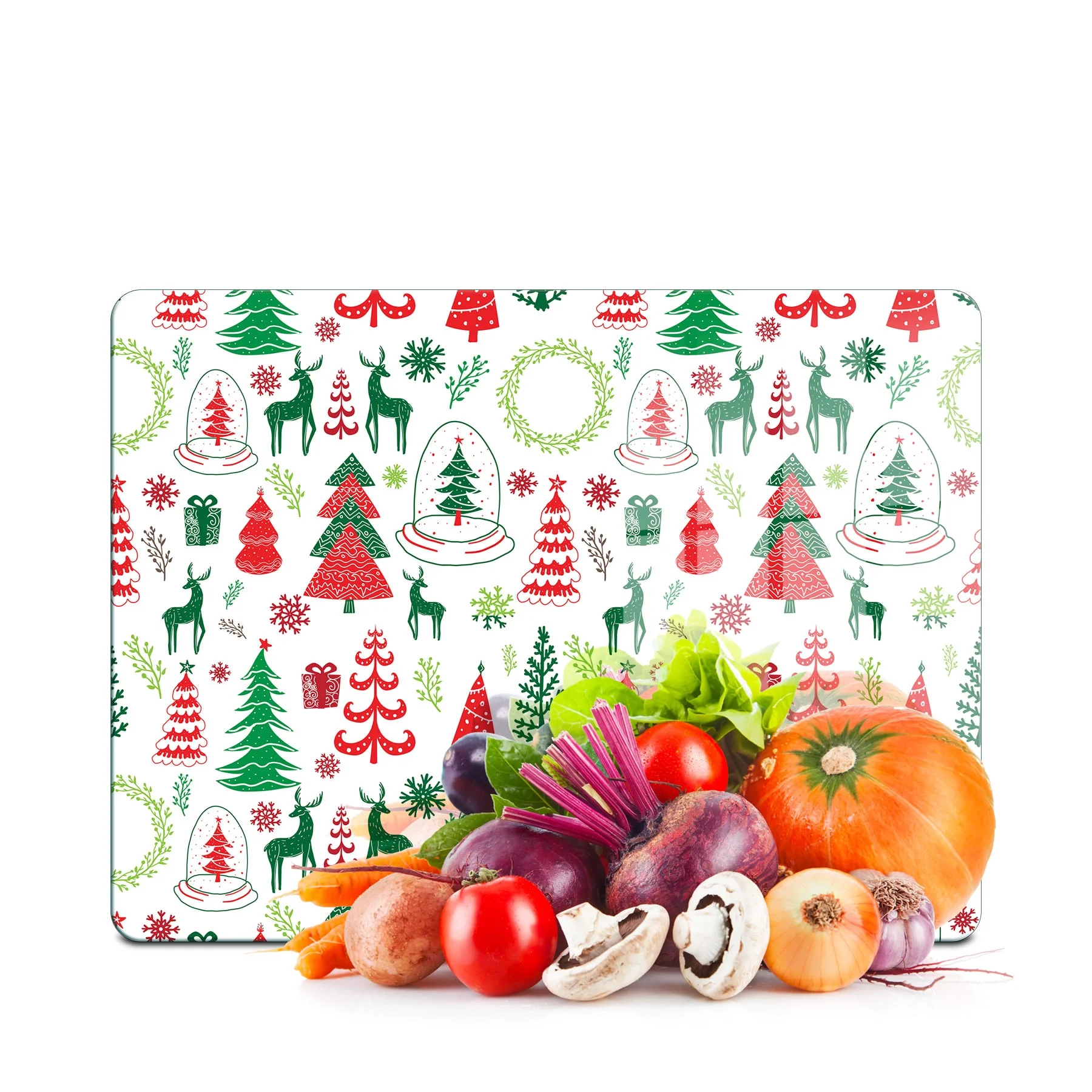 Decovetro Cam Kesme Tahtası ve Sunumluk Karışık Yılbaşı Desenli 20x30 cm