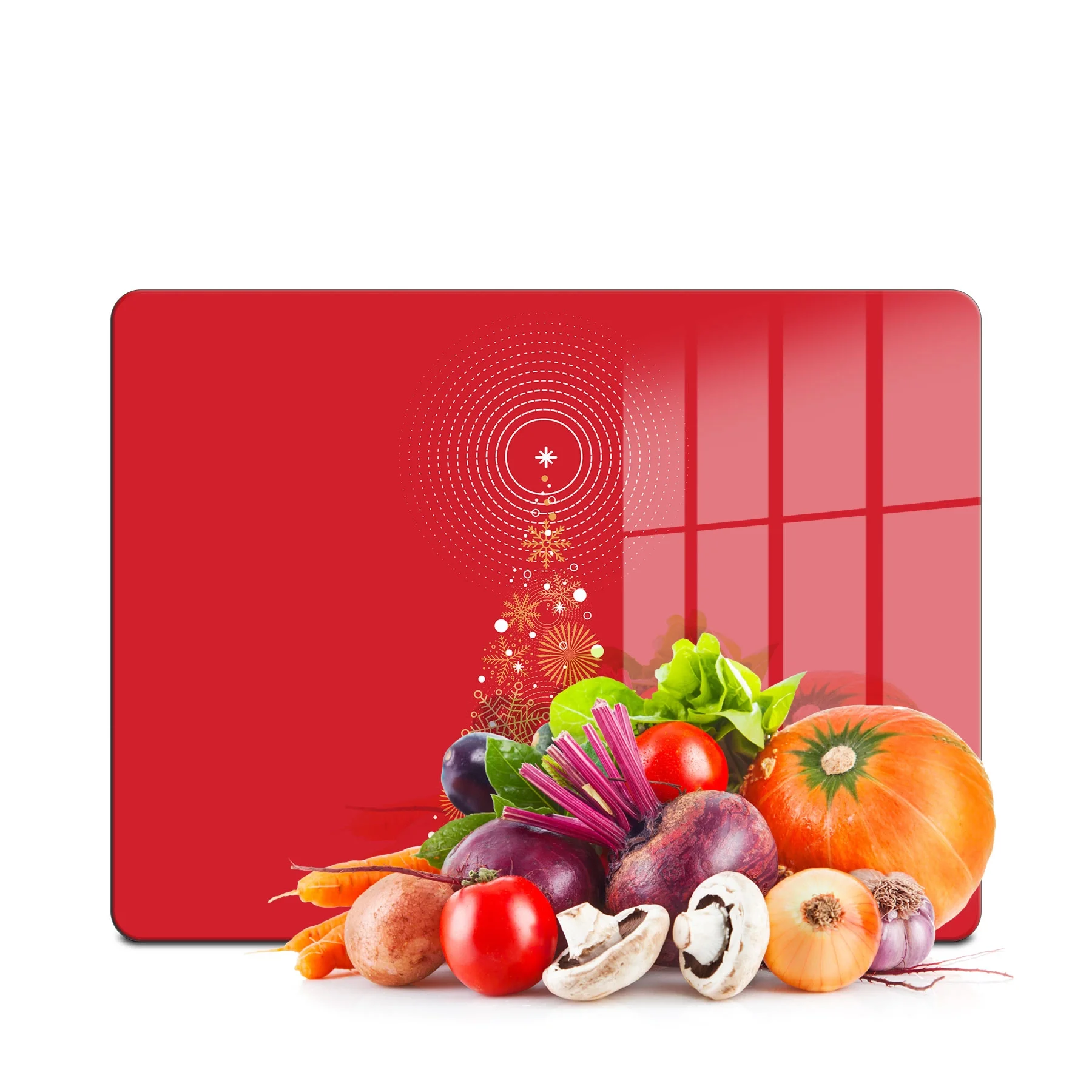 Decovetro Cam Kesme Tahtası ve Sunumluk Kırmızı Yılbaşı Ağacı Desenli 20x30 cm