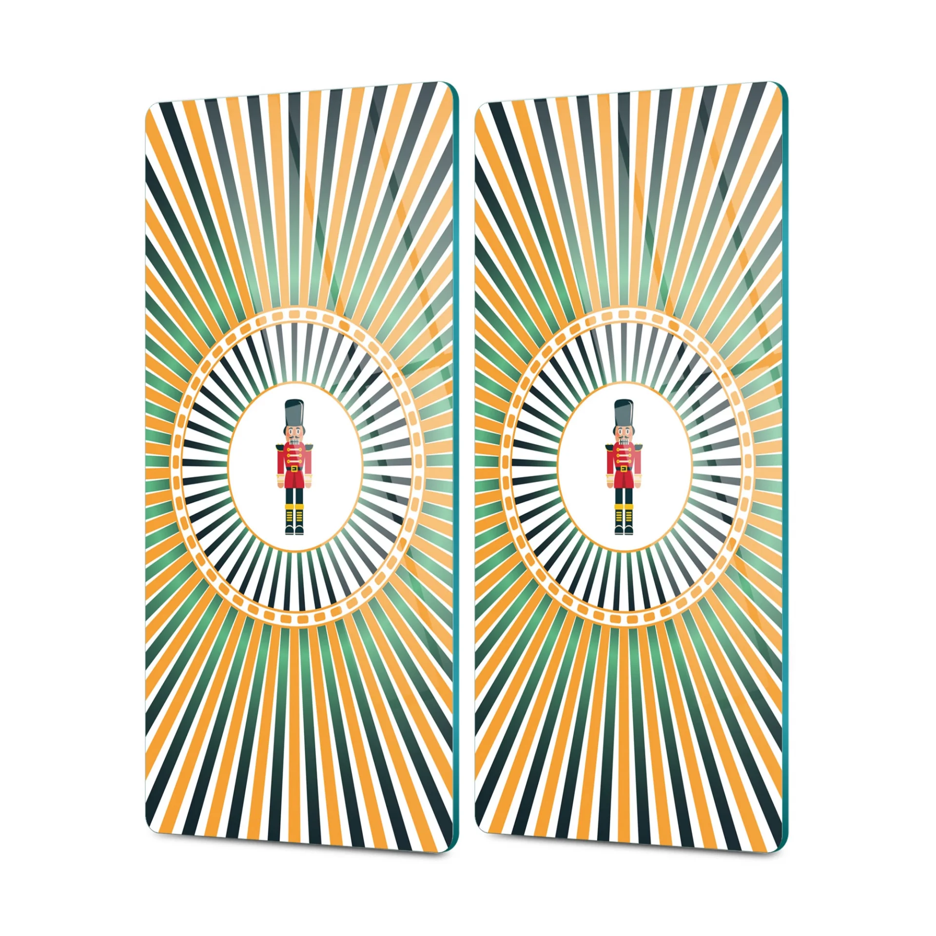 Decovetro Cam Kahve Sofra Sunum Tablası 2'li Set Sarı Fındıkkıran Desenli 30 x 15 cm