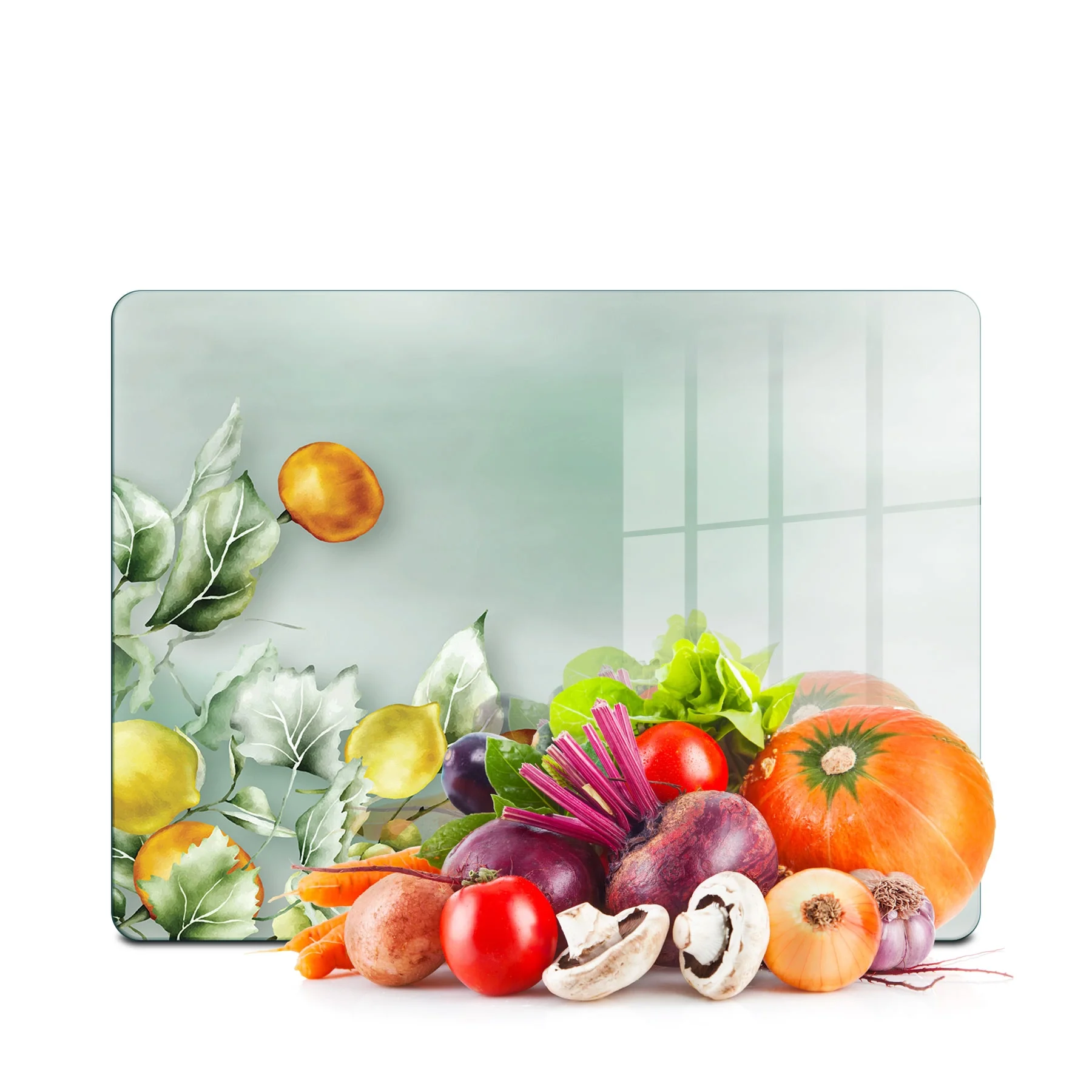 Decovetro Cam Kesme Tahtası ve Sunumluk ve Sunum Tabağı Vintage Fruits 30x40 cm