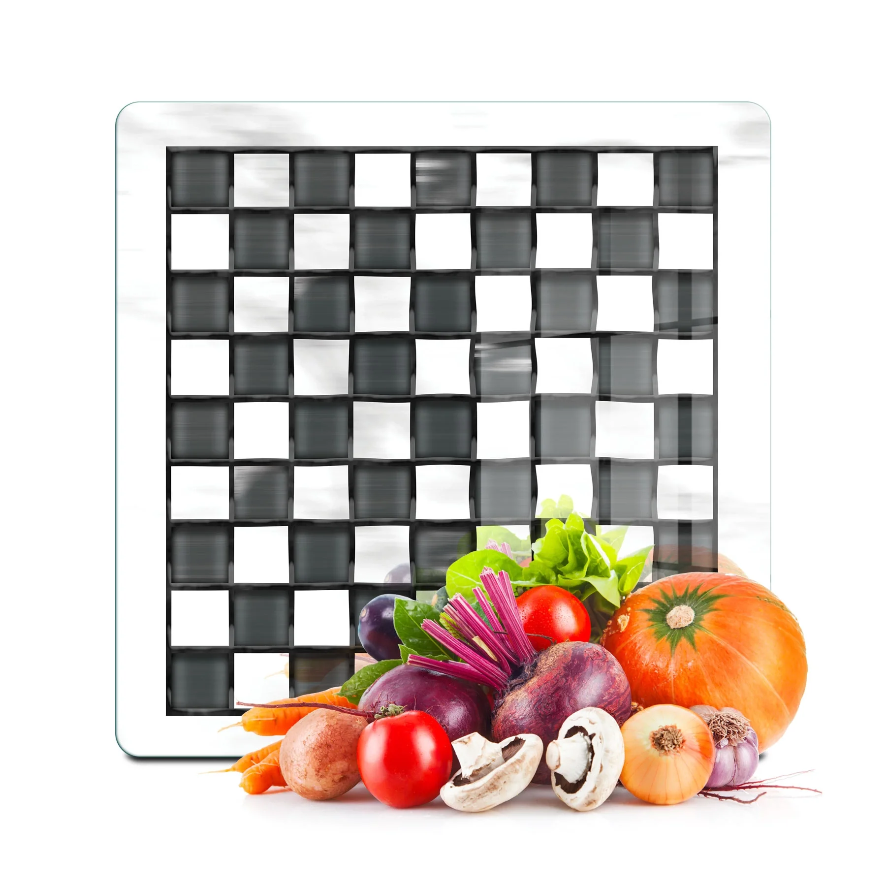 Decovetro Cam Kesme Tahtası ve Sunumluk Kare MacKenzie Black White 30x30 cm