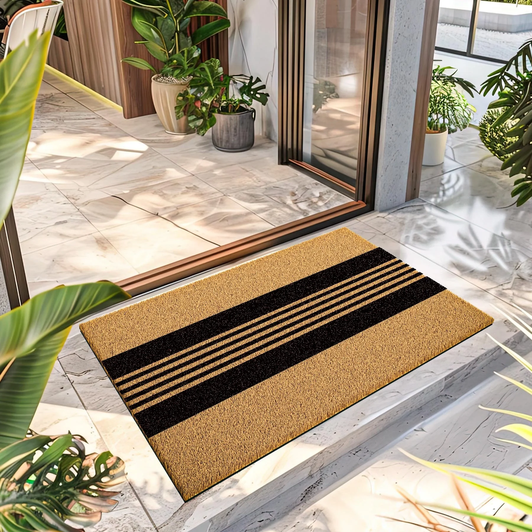 Decovetro Paspas Dekoratif Çizgi Desenli Kapı Önü Paspası 40 x 60 cm