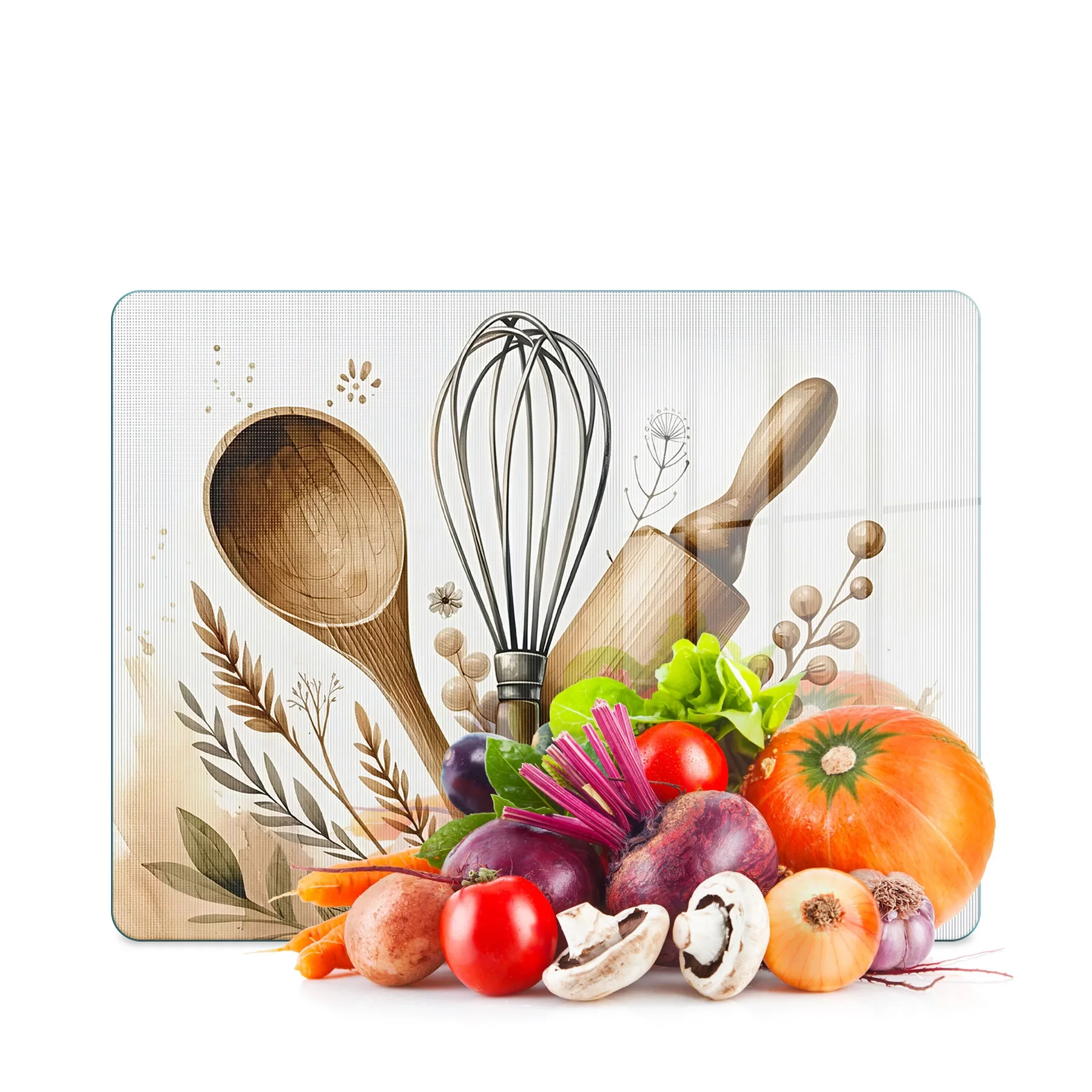 Decovetro Cam Kesme Tahtası ve Sunumluk Kitchenware Desenli 30 x 40 cm