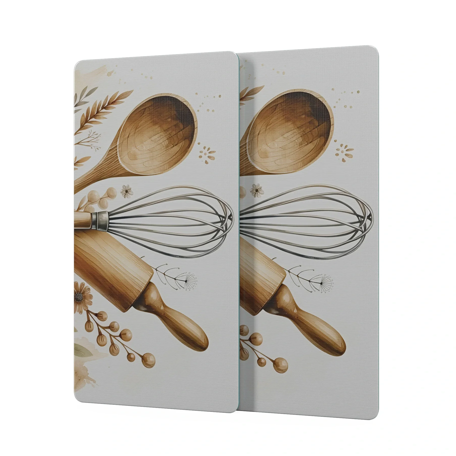 Decovetro Cam Kahve Sofra Sunum Tablası 2'li Set Kitchenware Desenli 30 x 15 cm