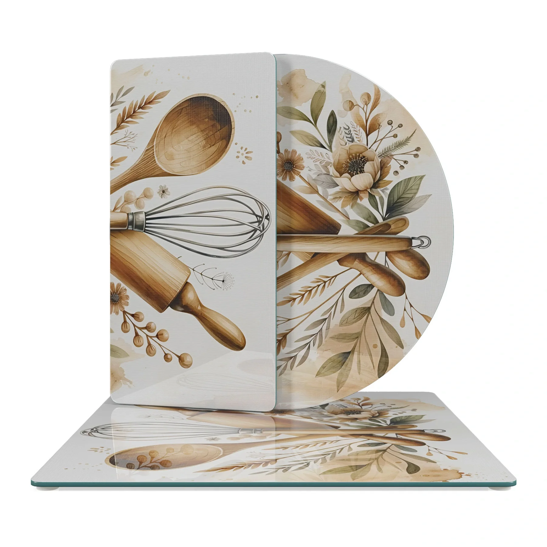 Decovetro Cam Sunum Servis Tabağı 3'lü Karma Set Kitchenware Desenli