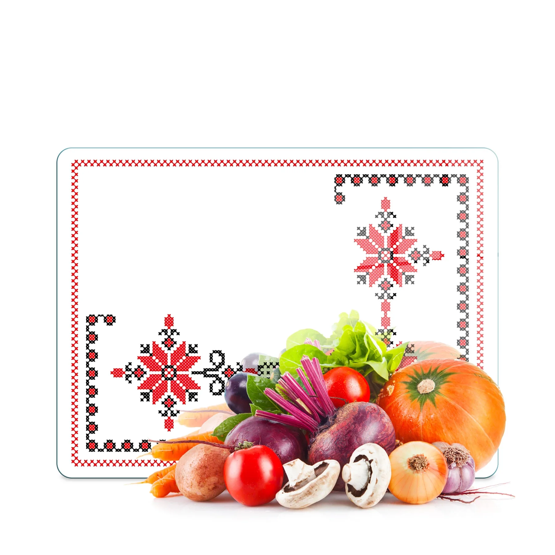 Decovetro Cam Kesme Tahtası ve Sunumluk Kanaviçe Desenli 30 x 40 cm