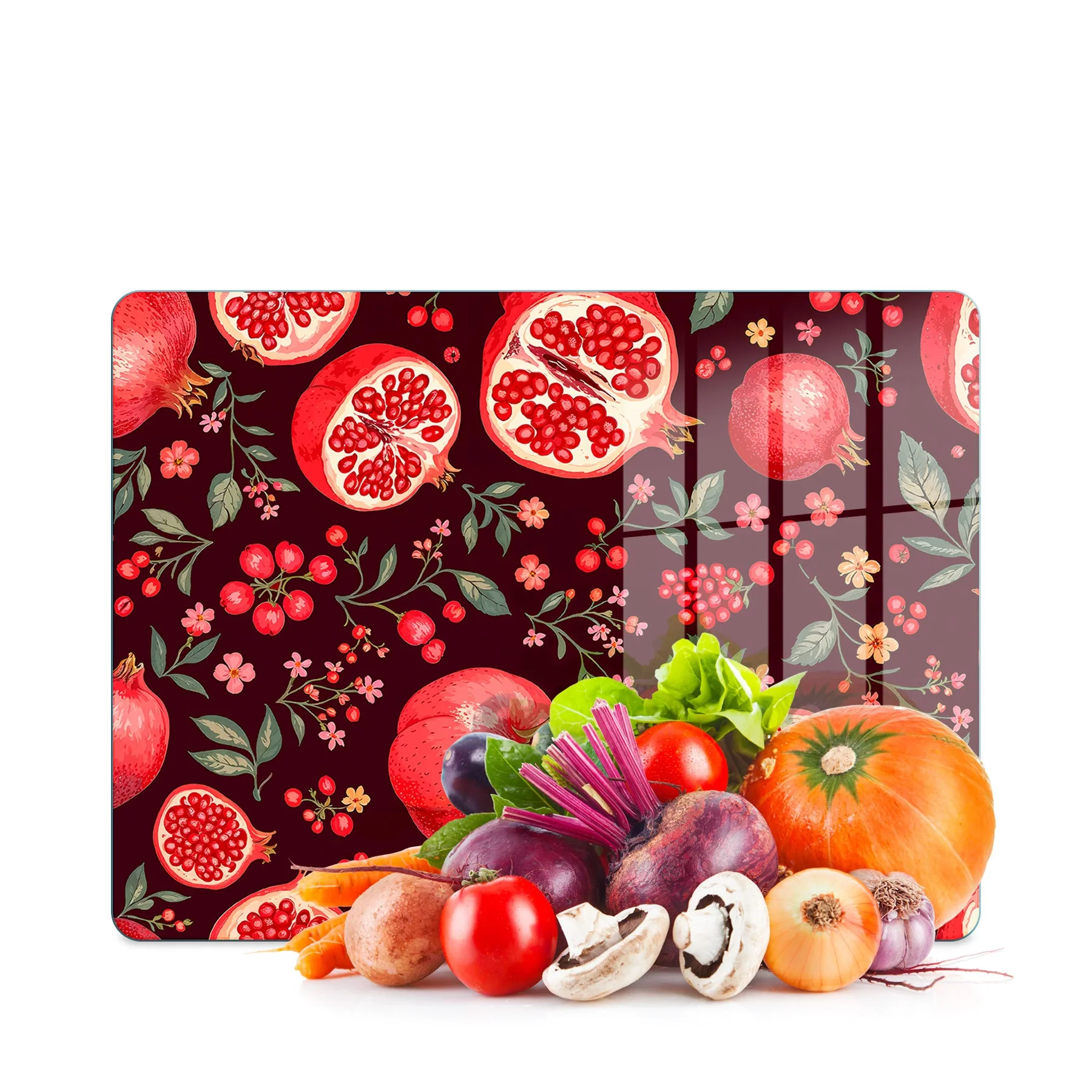 Decovetro Cam Kesme Tahtası ve Sunumluk Nar Desenli 20 x 30 cm