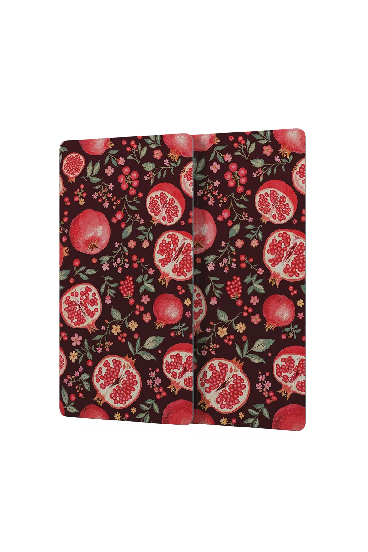 Decovetro Cam Kahve Sofra Sunum Tablası 2'li Set Nar Desenli 30 x 15 cm