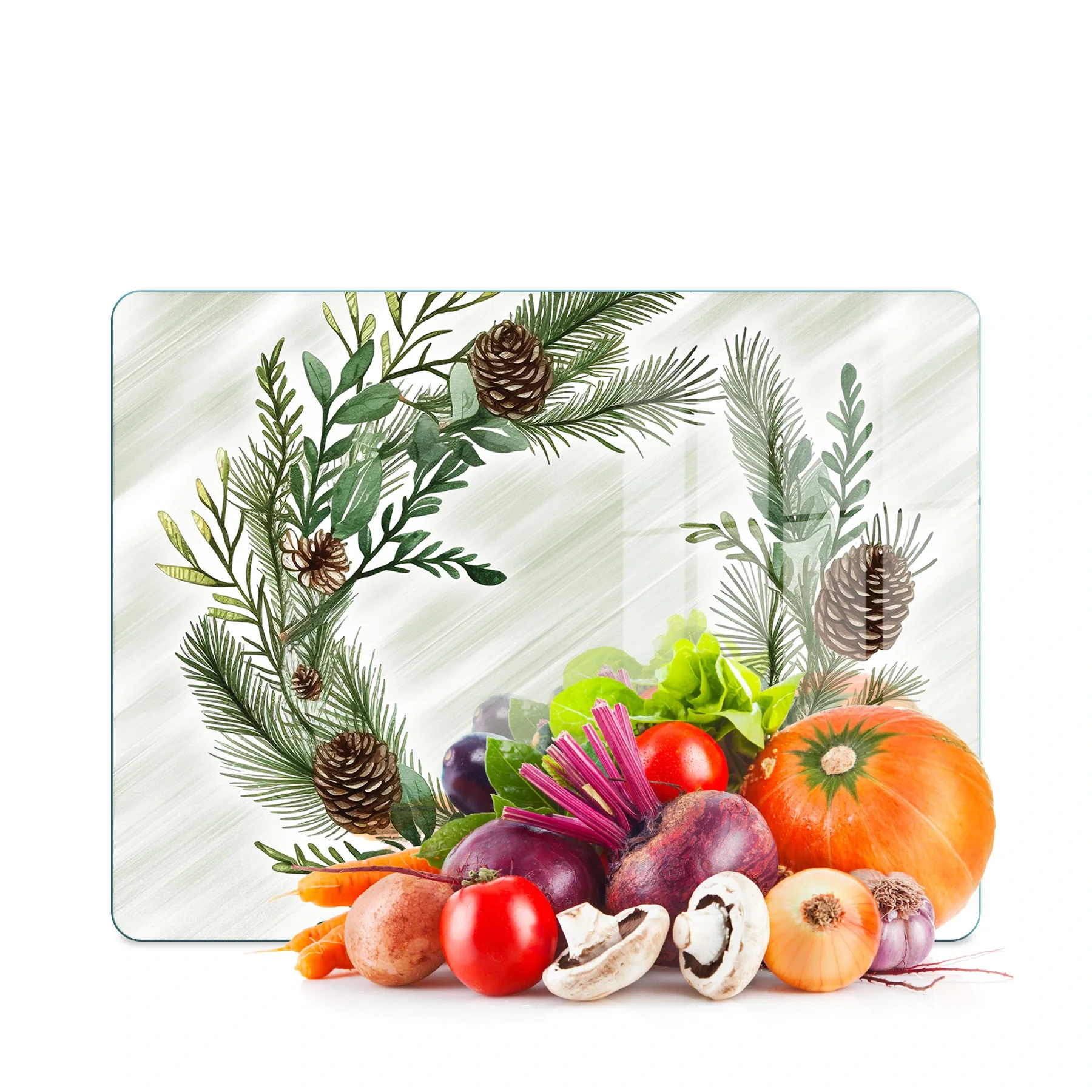 Decovetro Cam Kesme Tahtası ve Sunumluk Noel Yılbaşı Çelenk Desenli 20 x 30 cm