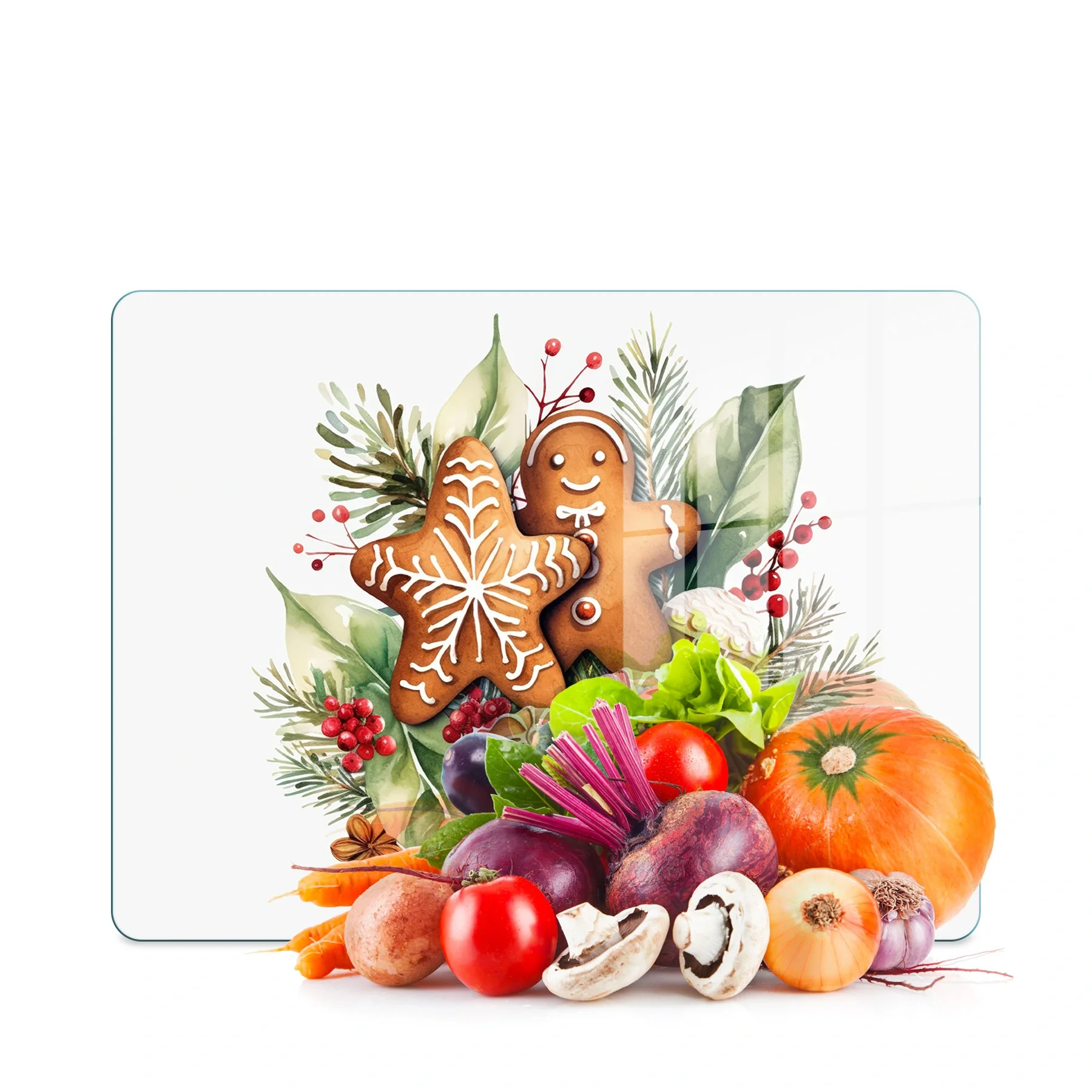 Decovetro Cam Kesme Tahtası ve Sunumluk Gingerbread Yılbaşı Kurabiye Desenli 30 x 40 cm
