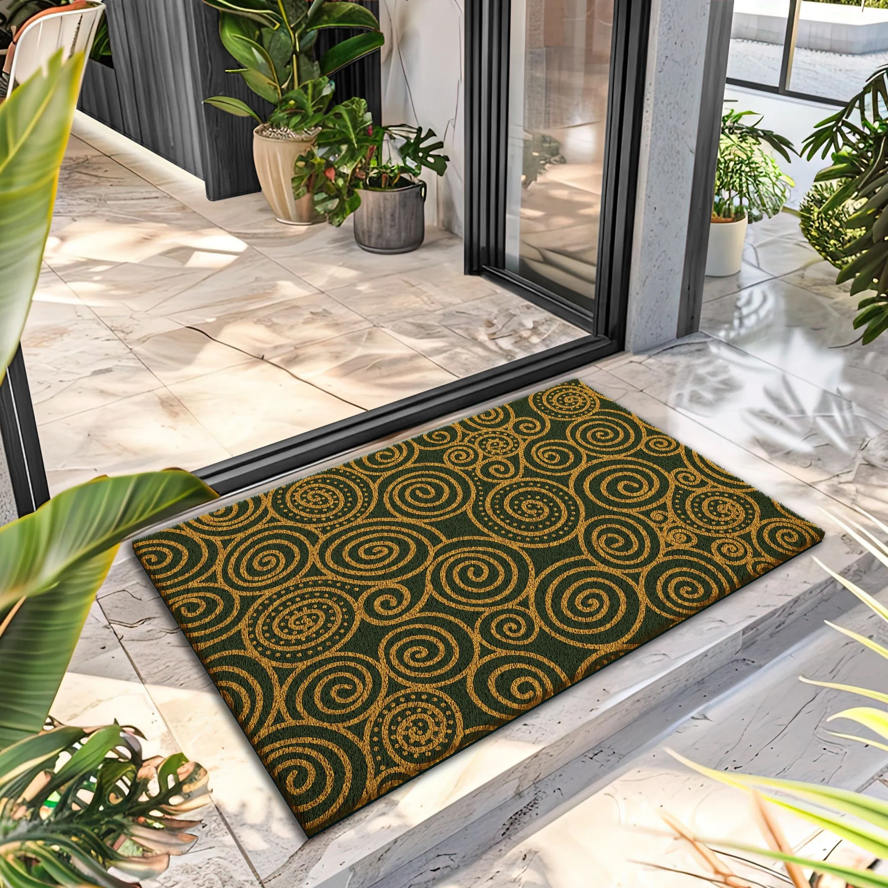 Decovetro Paspas Soyut Sarmal Desenli Koko Kapı Önü Paspası 40 x 60 cm