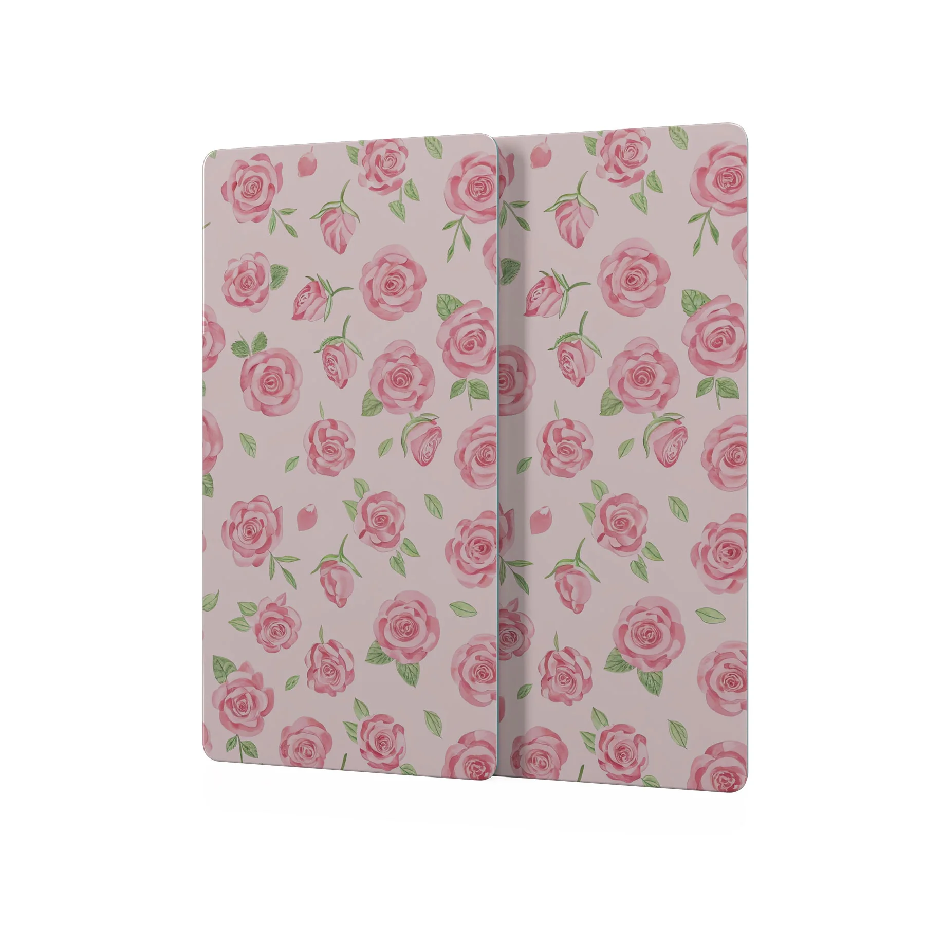 Decovetro Cam Kahve Sofra Sunum Tablası 2'li Set Love Serisi Gül Desenli 30 x 15 cm