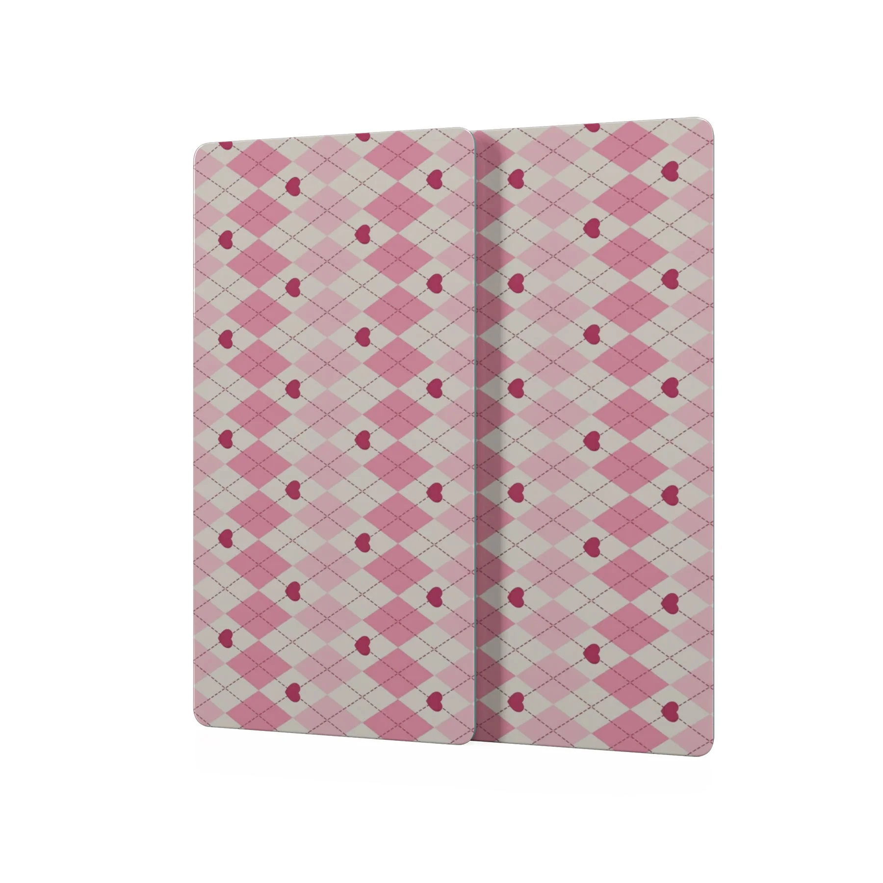 Decovetro Cam Kahve Sofra Sunum Tablası 2'li Set Pembe Baklava Desenli 30 x 15 cm