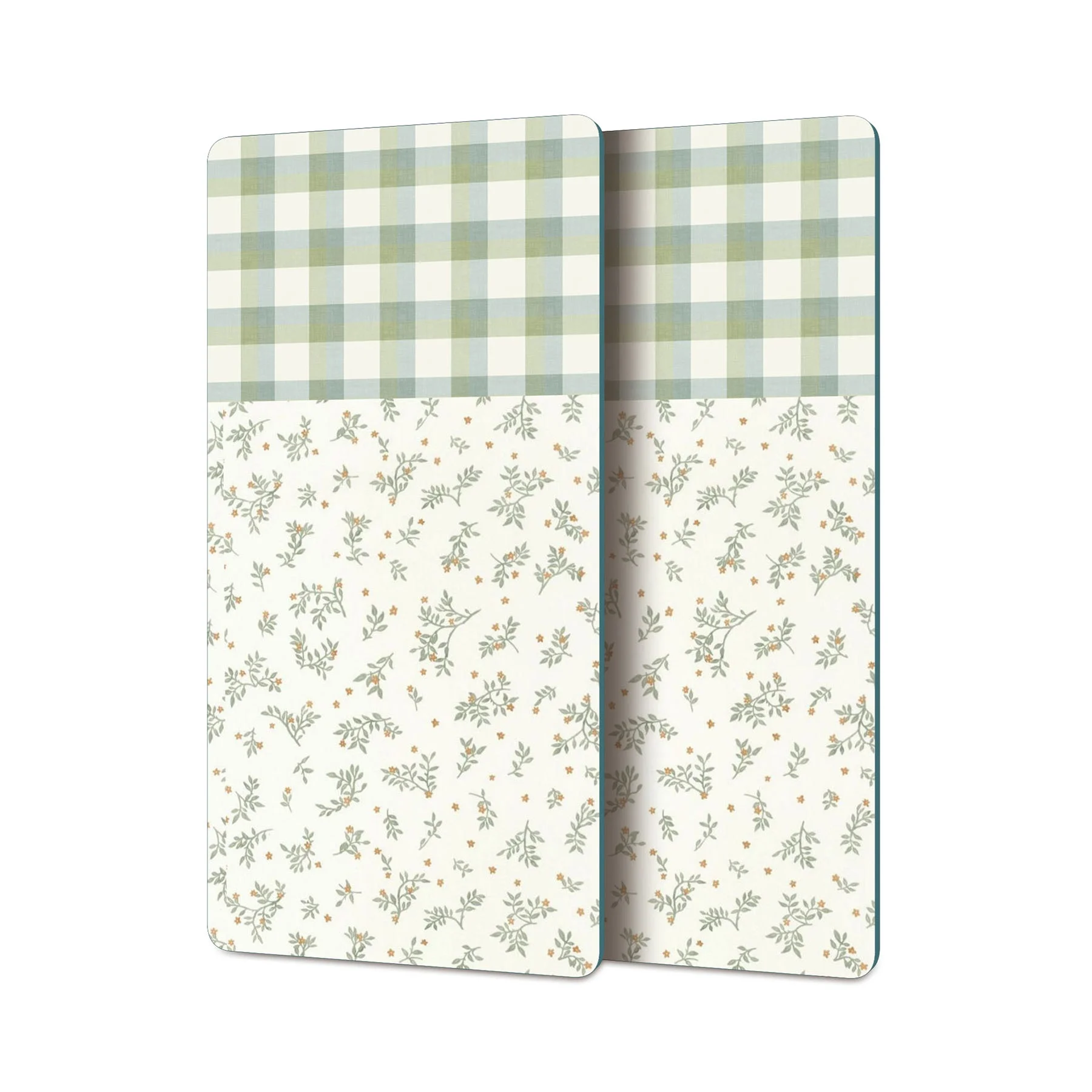Decovetro Cam Kahve Sofra Sunum Tablası 2'li Set Minimal Flower & Buffalo Desenli 30 x 15 cm