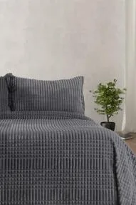 Merinos Modern Line 3 Parça Battaniye Seti K.Gri