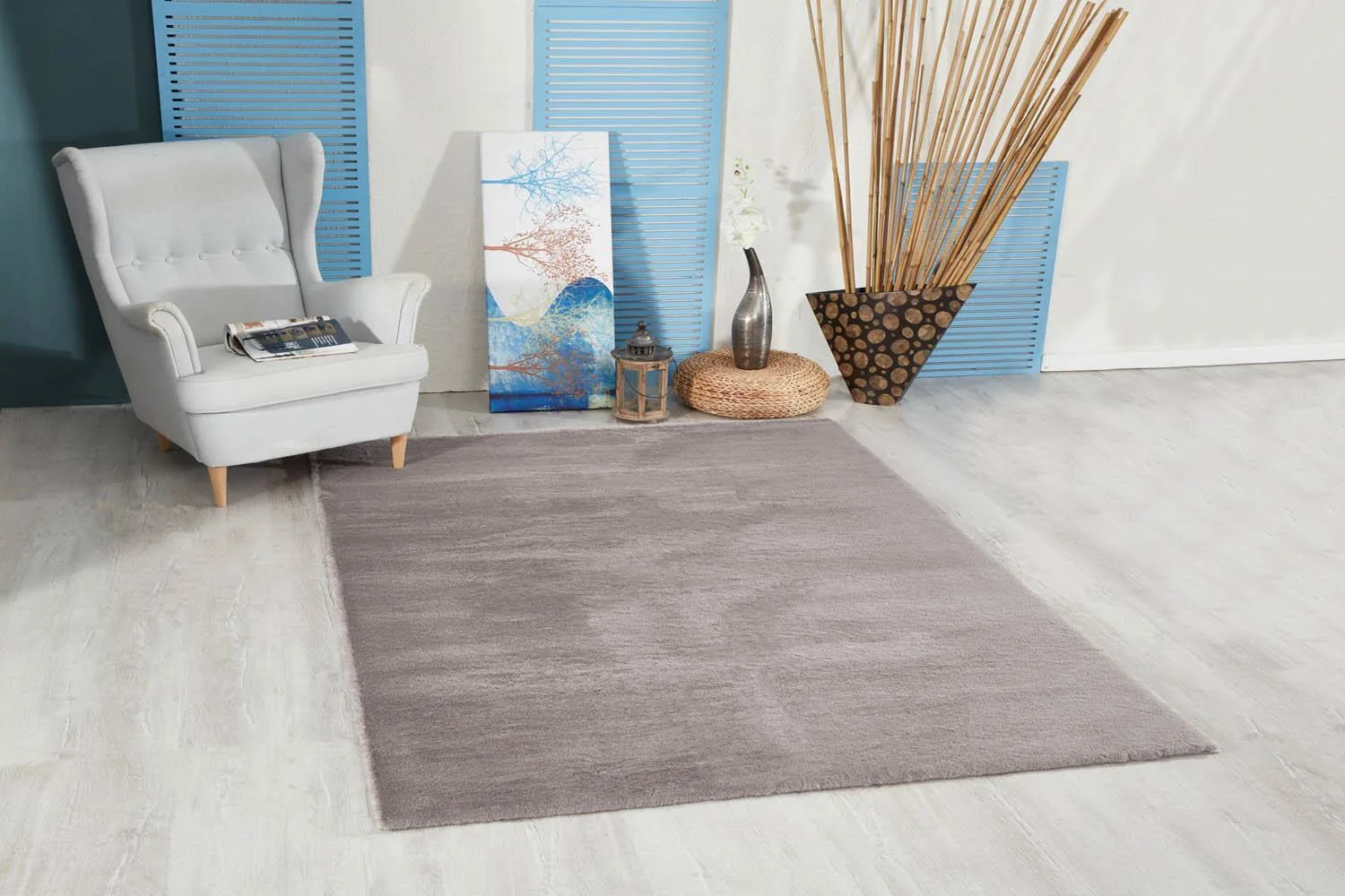 Jassrug Tavşan Tüyü Kürk Halı 160X220 Antrasit