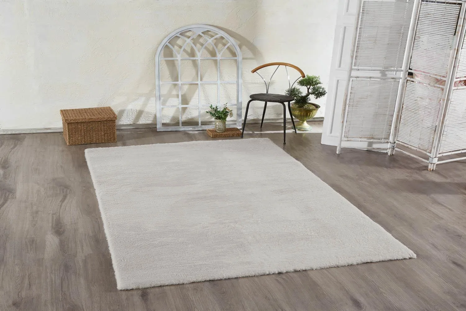 Jassrug Tavşan Tüyü Kürk Halı 80x120 Kül