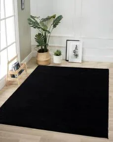 Jassrug Tavşan Tüyü Kürk Halı 160x220 Siyah