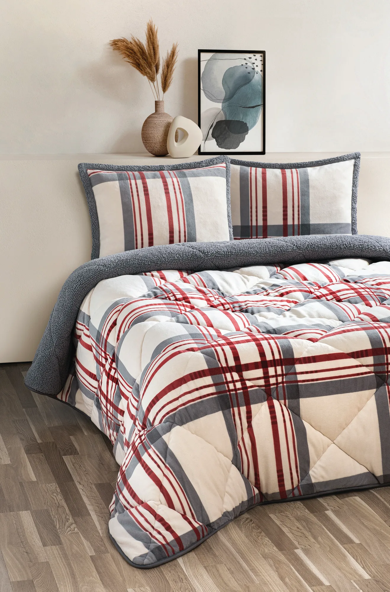 Merinos Comforter 3 Parça Yorgan Seti 220X240 Wera Kırmızı