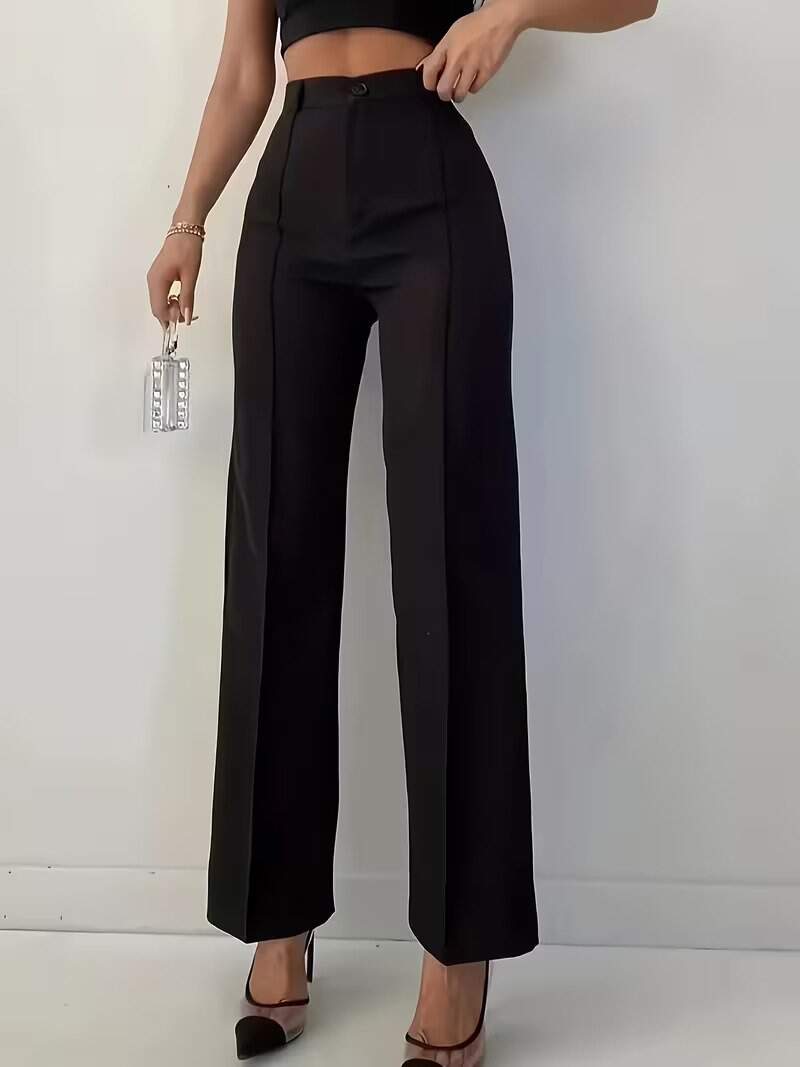 Bordo Renk Yüksek Bel Maskülen Kesim Kumaş Pantolon