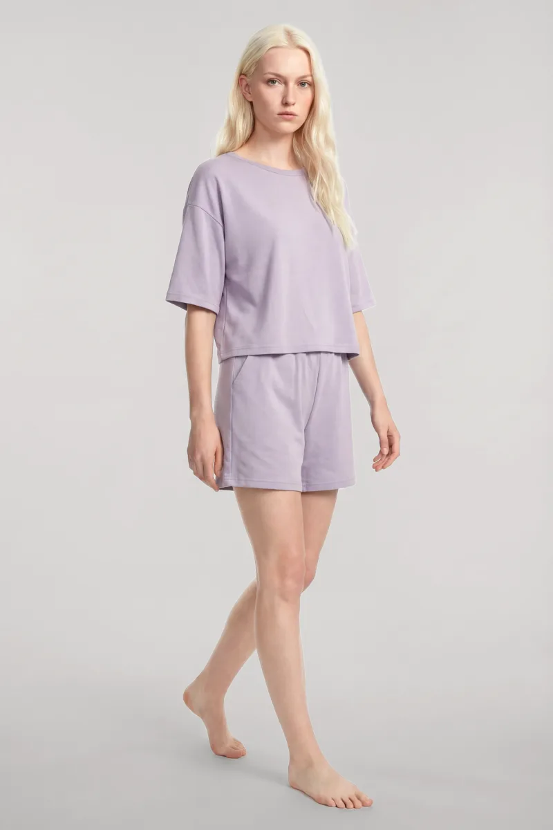 Angelino Kısa Kollu Şortlu Pijama Takımı – Lila