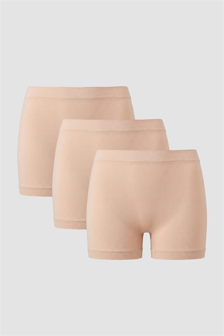 Kadın Dikişsiz Seamless Boxer 3'lü Paket Ten