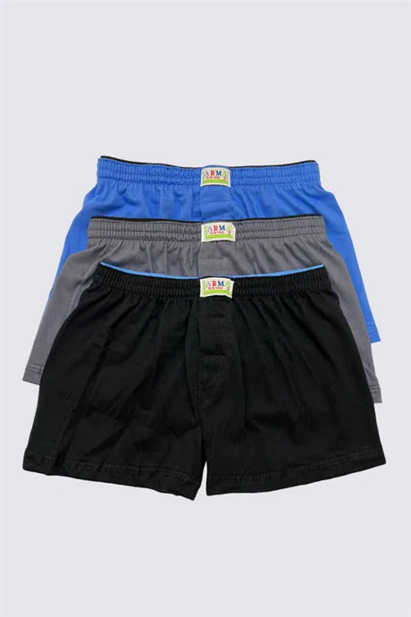 Karışık Renkli Erkek Çocuk Havlu Bel Boxer 3'lü Paket %100 Pamuklu