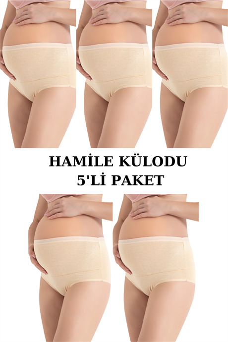 Angelino İç Giyim Kadın Pamuklu Likralı Esnek Yüksek Bel Ten Lohusa Hamile Külodu 2'Li Paket
