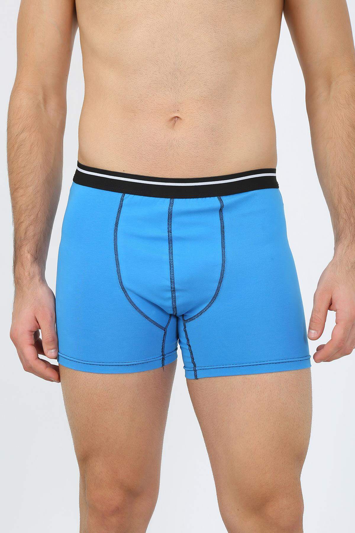 Erkek Pamuk Likralı Boxer Mavi 40133