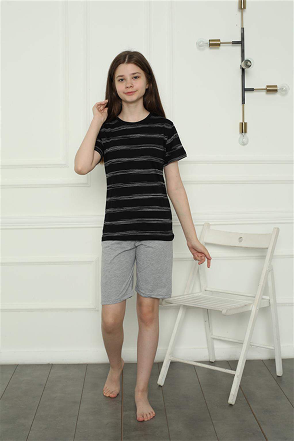 Kız Çocuk Penye Şortlu Pijama Takım 20405