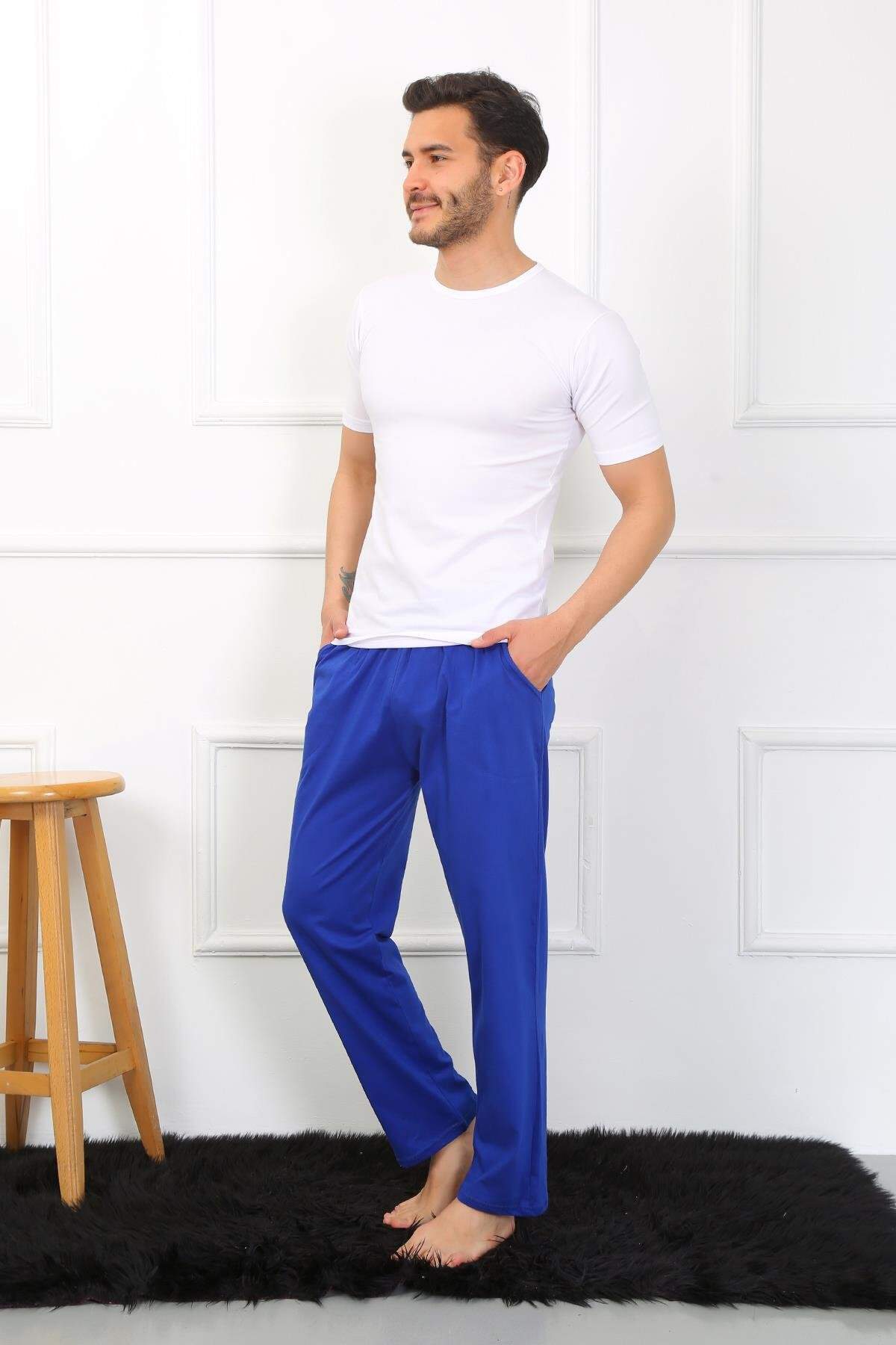Angelino Erkek Pamuk Saks Tek Alt Pijama 27495
