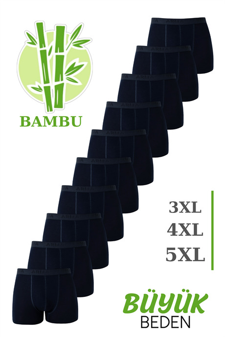 Bambu Erkek Büyük Beden Boxer Lacivert 10'lu Paket