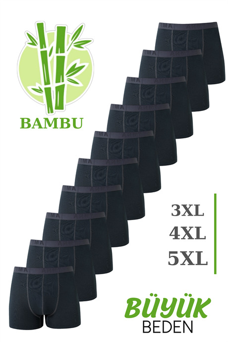 Bambu Erkek Büyük Beden Boxer Füme 10'lu Paket