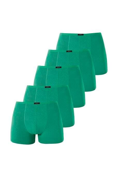 Erkek Bambu Boxer Yeşil İnce Bel Lastikli 5'li Paket