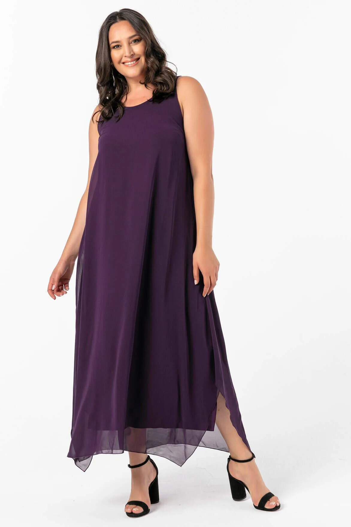 Kadın Rahat Kesim Şifon Abiye KL3066 – Mor