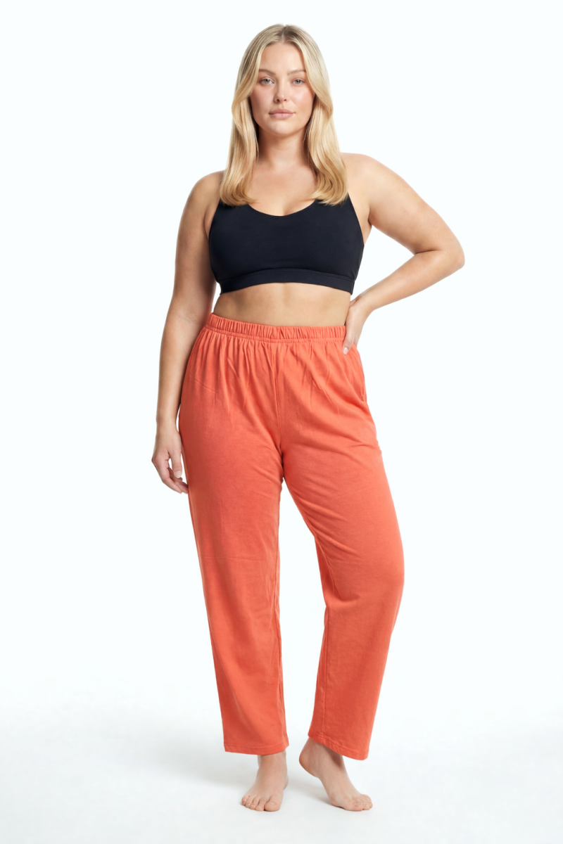 Kadın Turuncu Büyük Beden Cepli Pijama Altı
